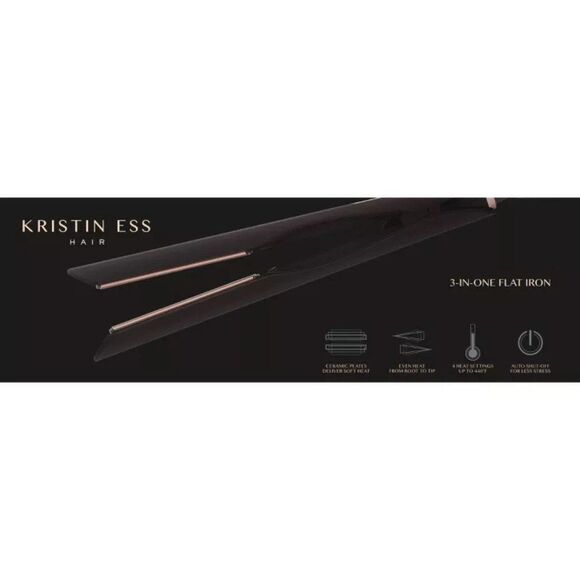 Kristin Ess 3-In-One Ceramic Flat Iron - Straightens, Waves & Curls - 1 1/4" NEW - Picture 1 of 6
